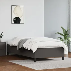shumee vidaXL Posteljni okvir siv 90x190 cm umetno usnje
