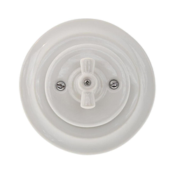 Bohemia-Design - Porcelanski retro okretni prekidač sa ramom br. 7, beo