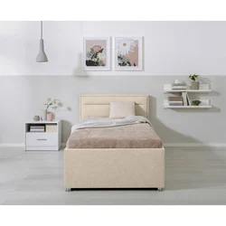 Livetastic OBLAZINJENA POSTELJA 90 cm  x 200 cm , les, kovina, umetna masa, tekstil bež