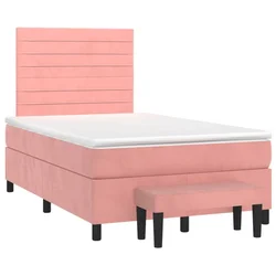 Vidaxl Box spring postelja z vzmetnico roza 120x190 cm žamet