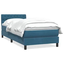 Vidaxl Box spring postelja z vzmetnico temno modra 80x220 cm žamet