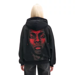 Cropp - Crna dukserica s kapuljačom i printom Lil Wayne - CRNO