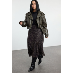 Trendyol Curve Khaki Knitted Plus Size Skirt
