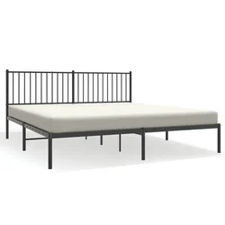 Vidaxl Kovinski posteljni okvir z vzglavjem črn 183x213 cm