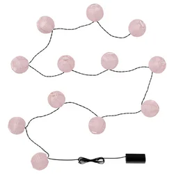 SOLVINDEN LED rasvetni lanac s 12 svetala, na baterije roze