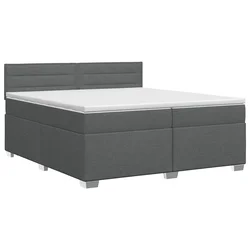 vidaXL Postelja boxspring z vzmetnico Temno siva 200 x 200 cm Blago