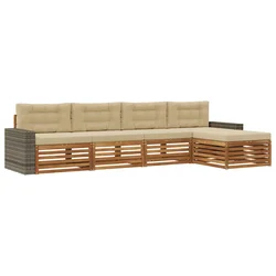 Set vanjskih sofa s jastukom 5 pcs Prirodna i bež Poliester
