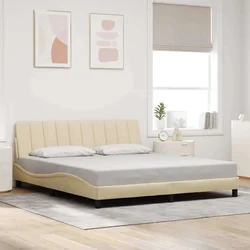 vidaXL Posteljni okvir brez vzmetnice krem 180x200 cm blago