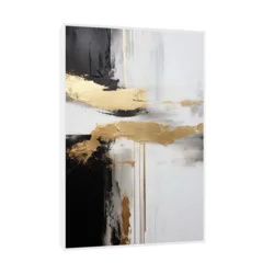 Canvas Slika na platnu Crno i zlatno II, Sa ramom, 30 x 45 cm, Beli