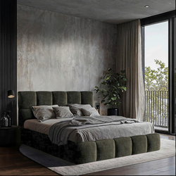 MID.YOU OBLAZINJENA POSTELJA 140 cm x 200 cm , les, tekstil, leseni material siva