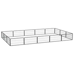 Ograda za pse s 16 panela crna 100 x 50 cm čelik obložen prahom