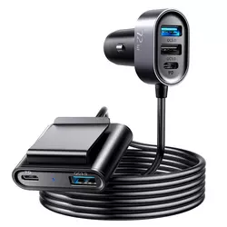 Joyroom JR-CL05 avto polnilec 3x USB QC3.0/2x USB-C PD 75W 1.5m, črna