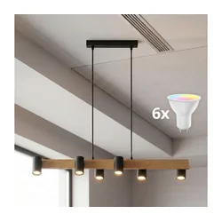 Brilagi - LED RGBW prigušiva luster na sajli SELE 6xGU10/6,5W/230V crna/hrast