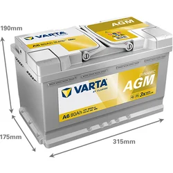 VARTA Silver Dynamic AGM akumulator 12V 80Ah 800A +D