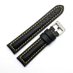 Kožni kaiš Diloy 24mm DIL374.1.10 Crni sa zutim štepom