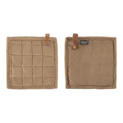 TISECO set kuhinjska prijemalka Velmar, 20x20 cm, bombaž, rjava, 2 kos