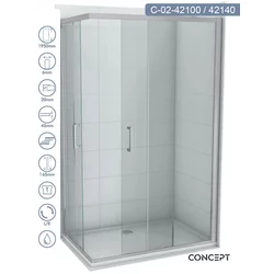 CONCEPT Tuš kabina Element, Providno staklo 6mm, Srebrni ram, 100x140x195cm