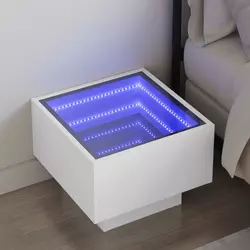 Noćni ormarić s beskonačnim LED svjetlima bijeli 40x40x30 cm