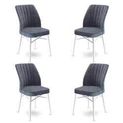 Hanah Home Set 4 trpezarijske stolice Flex Sivo-Beli