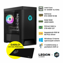 Lenovo Legion T5 26IAB7 gaming računalo, i5-12400F, 16GB, 512GB+2TB, RTX3060, W11H (HOPSIT5W11)