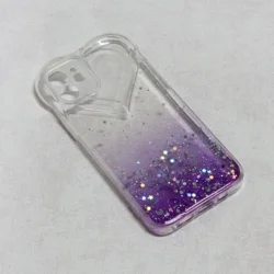 Torbica Heart Glitter za iPhone 12 6.1 ljubicasta
