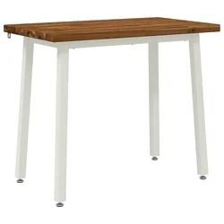 vidaXL 110 x 55 x 75 cm Masiven les akacije Naravna in bela Pravokotna