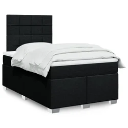 vidaXL Box spring postelja z vzmetnico črn 120x200 cm blago