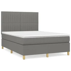 Vidaxl Box spring posteljni z vzmetnico temno siv 140x190 cm blago