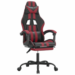 Den Gaming stol z oporo za noge črno in vinsko rdeče umetno