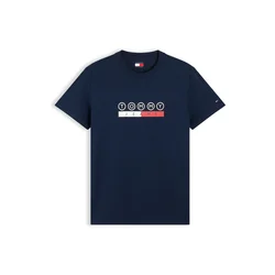 Tommy Jeans Majica DNA PLAY mornarska / rdeča / bela