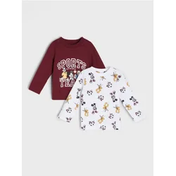 Sinsay - Pamuk majice sa printom 2 pack Mickey Mouse - burgundy