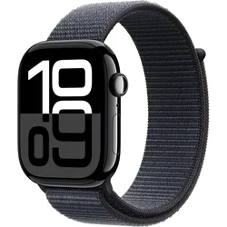 Apple Watch Series 10 [GPS 46mm case] Smartwatch with Jet Black Aluminium Case with Ink Sport Loop. Fitness Tracker, ECG App, Always-On Retina Display, Carbon Neutral