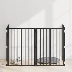 Vrata za pse 4 pcs Crna 60 x 80 cm Cinkani čelik