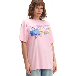 Cropp - Predimenzionirana majica s printom - pastelno pink