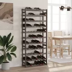 Stalak za vino za 77 boca sivi od masivne borovine