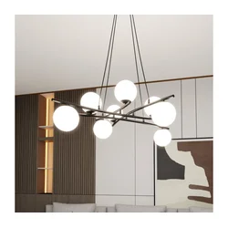 Luster na sajli ESSA 8xE14/10W/230V crni/beli