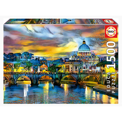 Puzzle St. Peter´s Basilica and the St. Angelo Bridge Educa 1500 delčkov in Fix lepilo