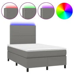 Vidaxl Box spring postelja z vzmetnico LED temno siva 120x190 cm blago
