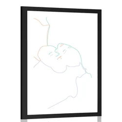 Plakat s paspartujem barvite linije ljudi - 20x30 white