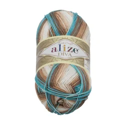 Preja DIVA BATIK - 100g / 350 m - bela, bež, turkizna