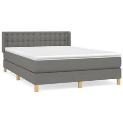 Vidaxl Box spring posteljni z vzmetnico temno siv 140x190 cm blago