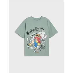 Sinsay - Pamučna oversize majica s printom One Piece - tamno siva