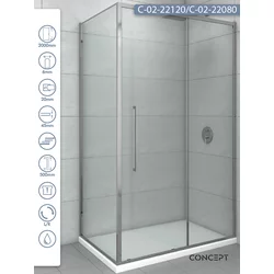 CONCEPT Tuš kabina Devon, Providno staklo 6mm, Srebrni ram, 100x80x200cm