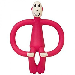Matchstick Monkey grizalo z masažno zobno ščetko, rdeča