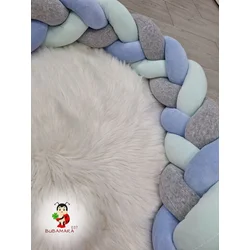 Bubamara 037 Pletenica za krevetac Trostruka, 120 cm, Svetloplava