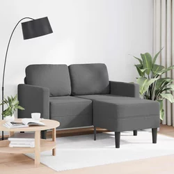 Dvosjed s ležaljkom u obliku slova L, tamno siva, tkanina, 125 cm