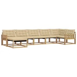 Set vanjskih sofa s jastukom 7 pcs Bijela i bež
