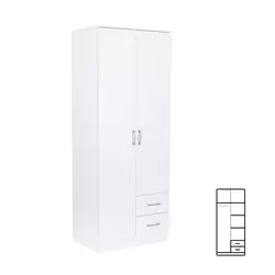 Garderobna omara Miami 80x205 cm belo-bela