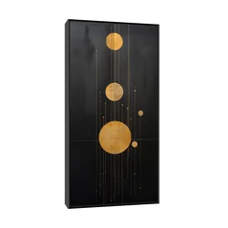 Canvas Slika na platnu Zlatni krugovi, 50x100cm, Sa ramom, Crni