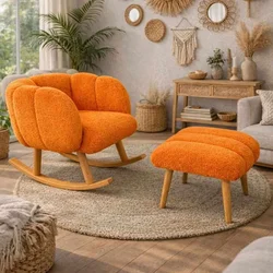ATELIER DEL SOFA Fotelja i tabure Lotus Orange